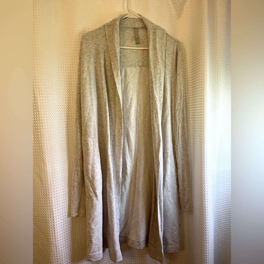 Athleta Long Yoga Cardigan, Heather Gray